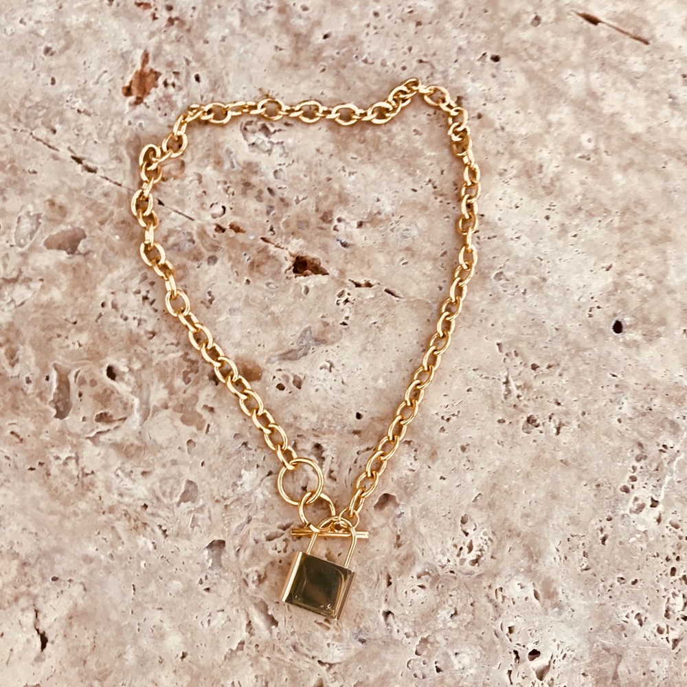 Steel Link Chainmail Necklace Gold Industrial - Picture 2 of 3